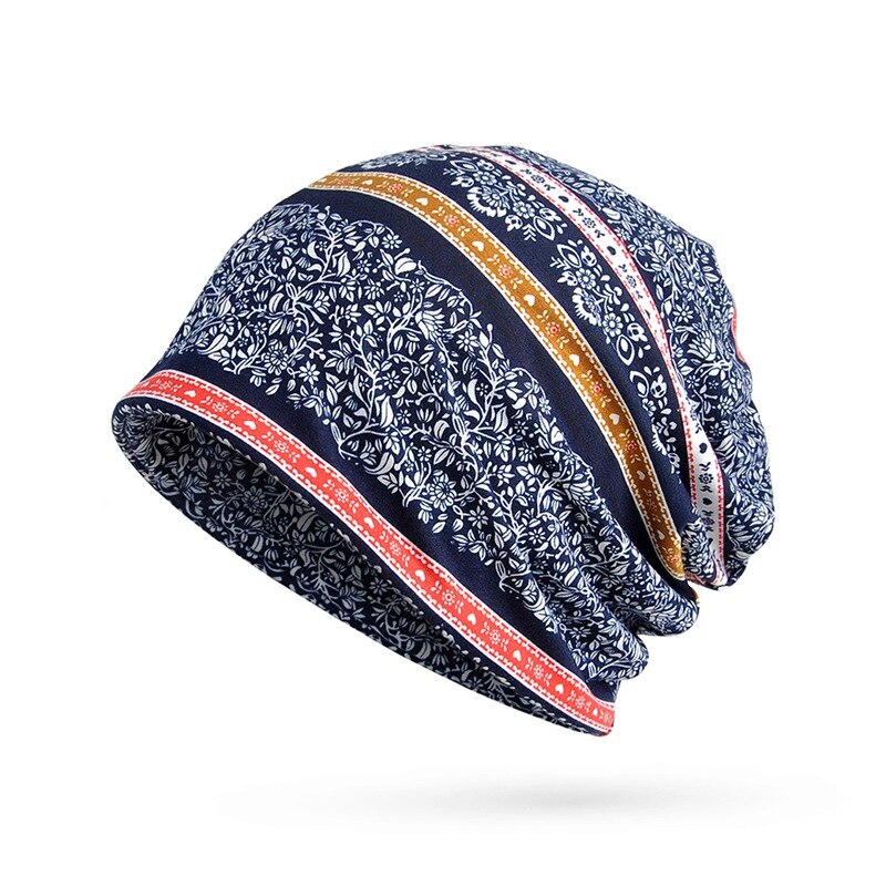 Winter Beanies Cap Scarf Printed Travel Headwear Sunshade Breathable Elastic Cotton Hat Neck Warmer: 4