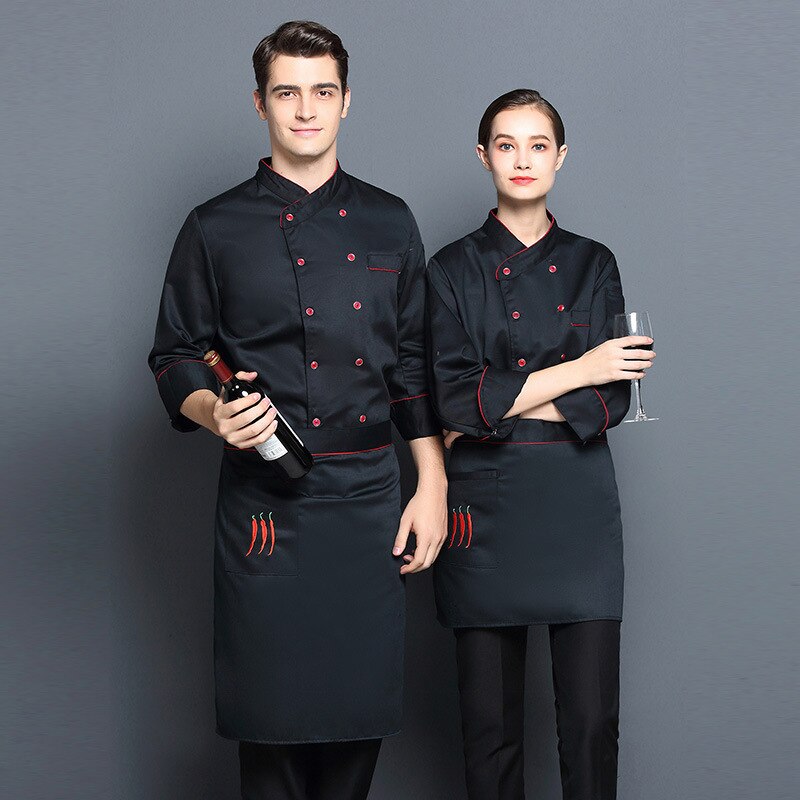 Hotelkoks langærmede qiu dong outfit restaurant spisestue hotelkøkken kokken uniform mand værktøj uniformer