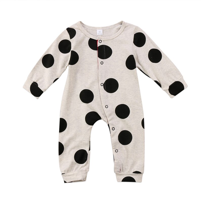 Pasgeboren Baby Meisjes Jongen Grijs Stip Print Lange Mouwen Romper Jumpsuit Outfits Vallen Kleren