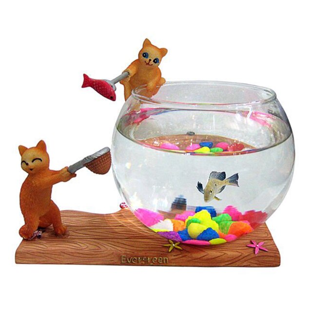 Round tank for goldfish aquarium and turtle clear glass round fish tank for aquarium 15x10x9CM plant pot hydroponic vase