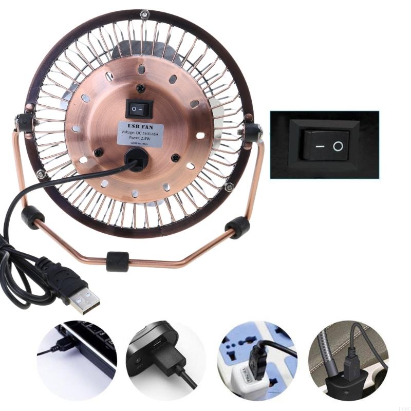 920L 4/6inch USB Desk Fan Portable Table Cooling Fan Adjustable 360 Degree Rotatable Metal Quiet Electric Fan for Home