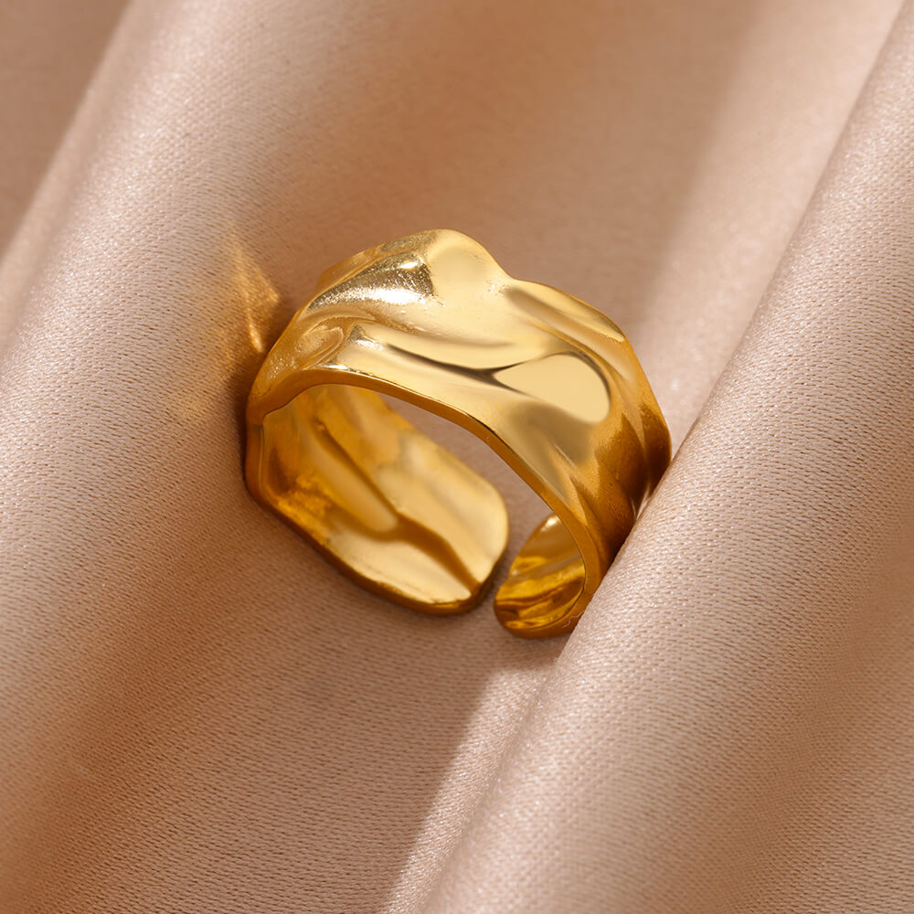 Anillos de apertura gruesos geométricos irregulares para mujer, anillo de boda de Color dorado de acero inoxidable, joyería estética de , de: Blanco