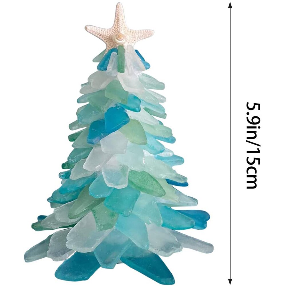 DIY Sea Glass Christmas Tree Unique Marine Creature Ocean Resin Ornament Home Windows Tables Fireplaces Decorative Year