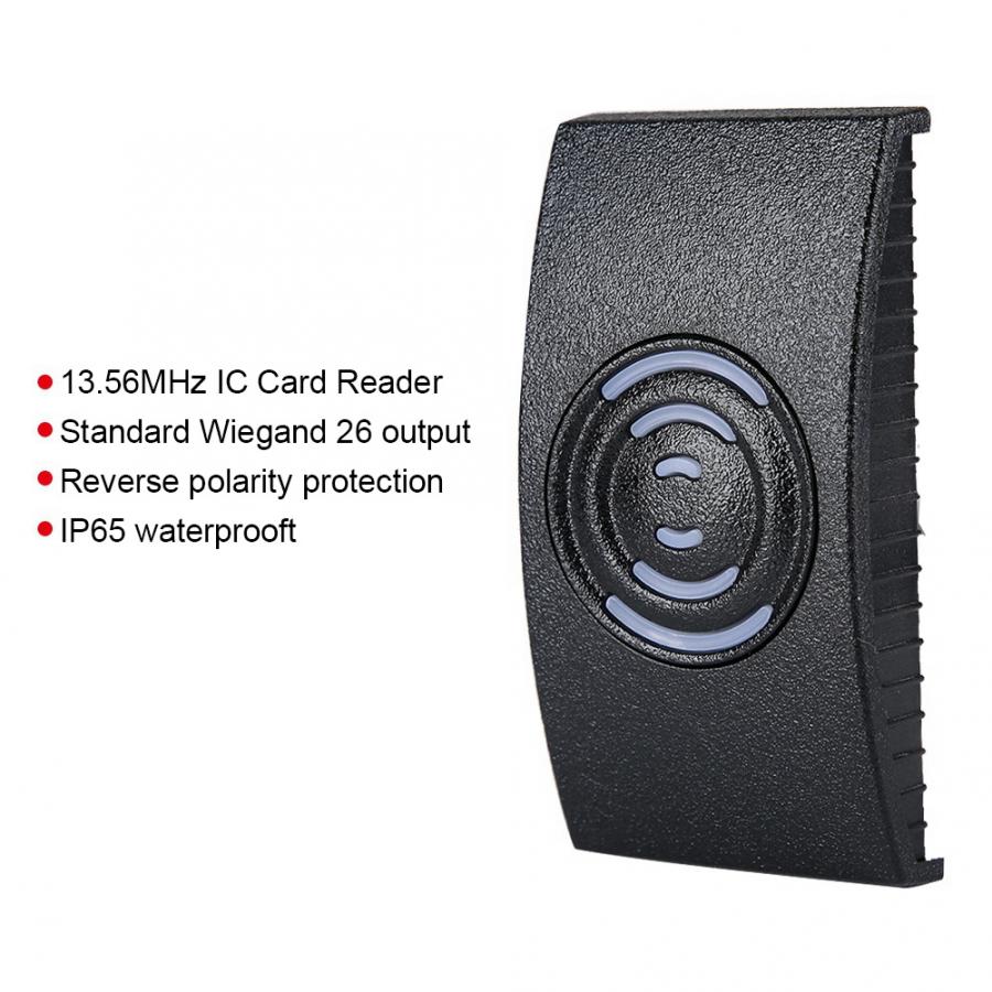 13.56MHz Wiegand 26 Proximity IC Card Reader IP65 External LED Buzzer Control with LED for Security Access Control