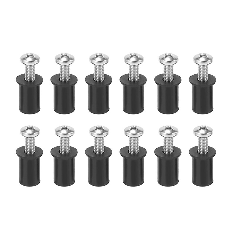 Tuercas de pozo de goma M5 con tornillo ciego, accesorio para parabrisas de motocicleta, remache para Kayak, canoa, barco, bote marino: 12X Pan Head Screw