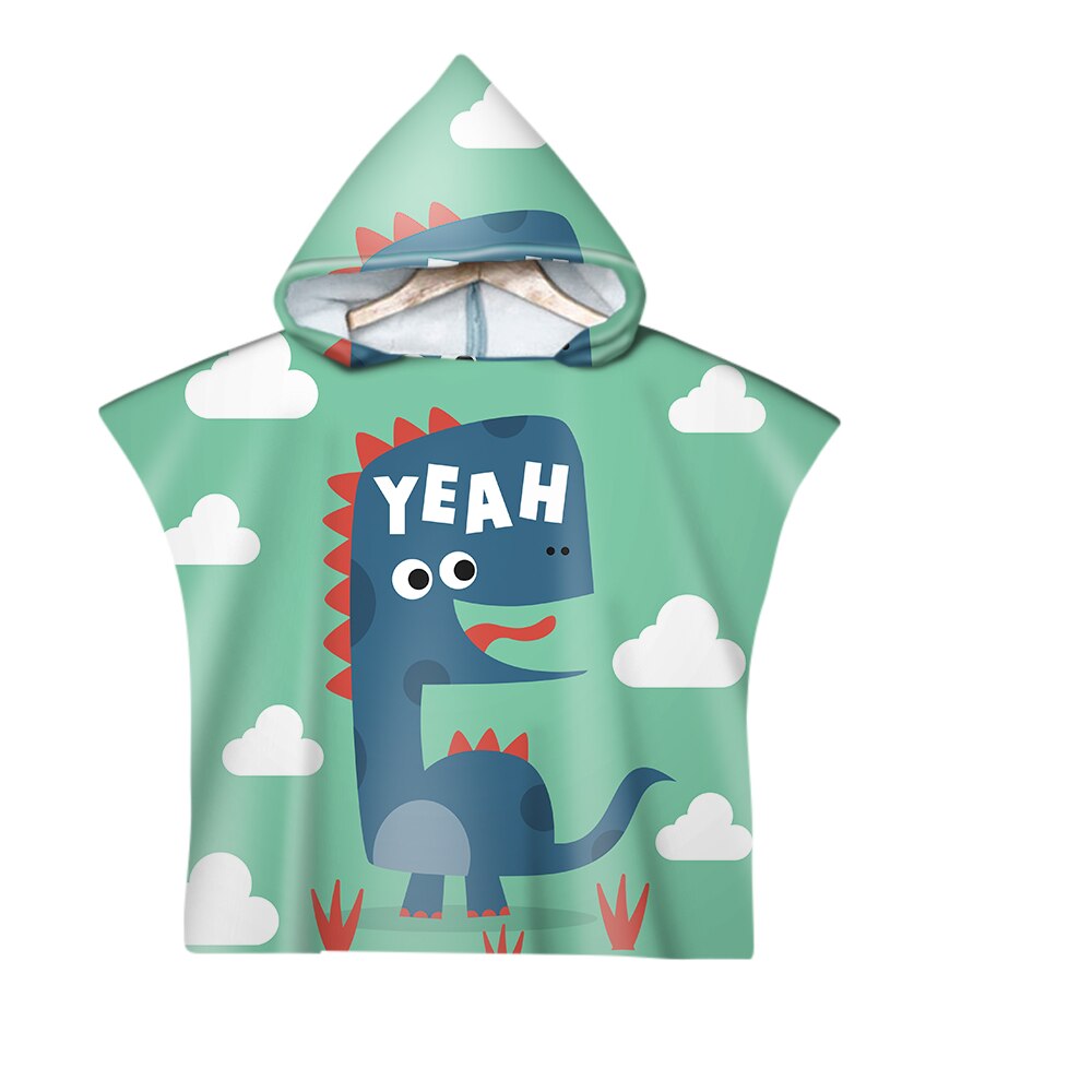 Leuke Dinosaurus Cartoon Kinderen Zwemmen Bad Hooded Mantel Strandlaken: 14