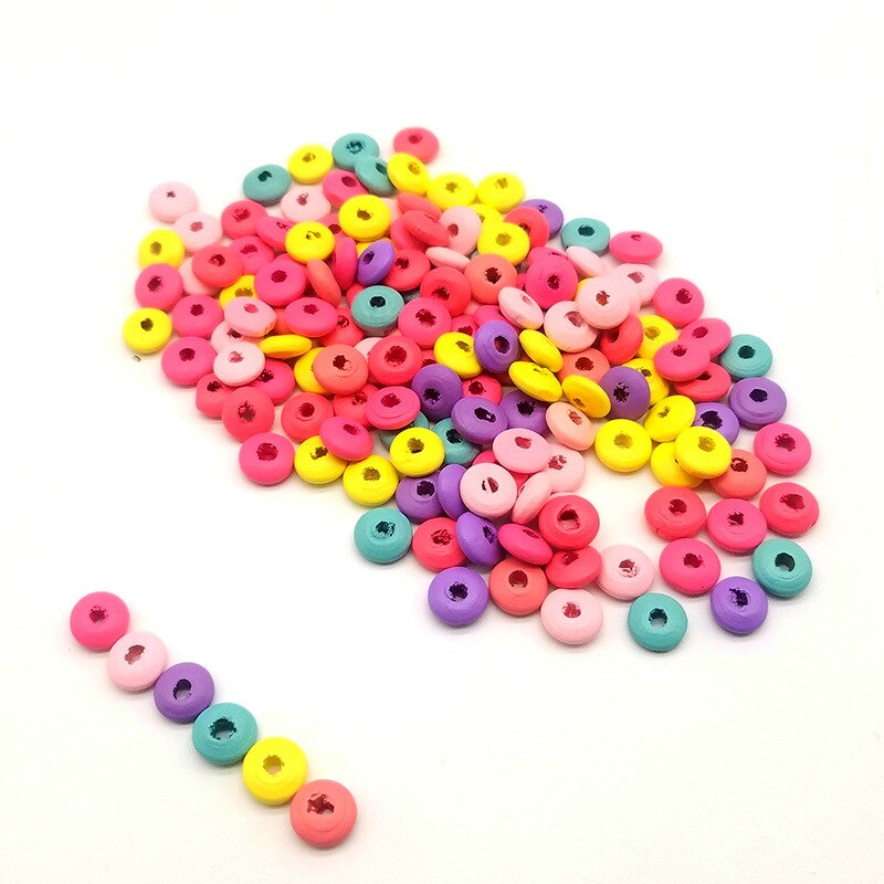 300Pcs Diy Accessoires Candy Kleur Abacus Houten Kralen Milieubescherming Houten Kralen Kids Sieraden Voor Meisjes