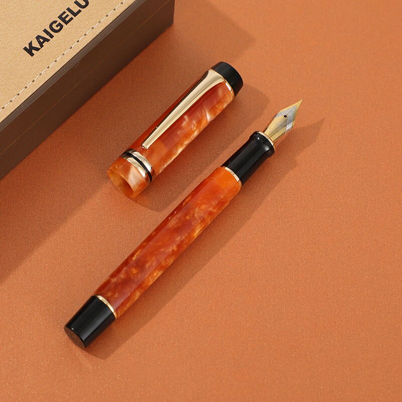 Kaigelu 316 Fountain Pen F Nib Beautiful Marble Amber Pattern Ink Pen Writing for Office Business