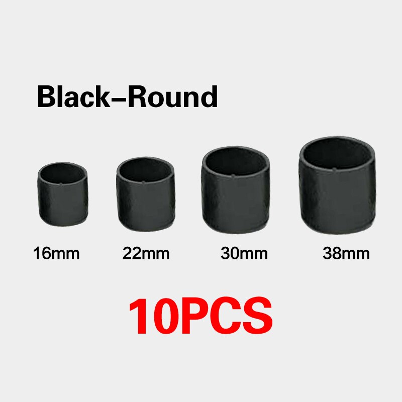 10 kpl liukumattomat tuolin jalkakorkit pvc lattiansuojat tyynyt pyöreät neliömäiset pöydän jalanpäälliset sukat huonekalujen reikätulpat sisustus: Musta pyöreä 38mm
