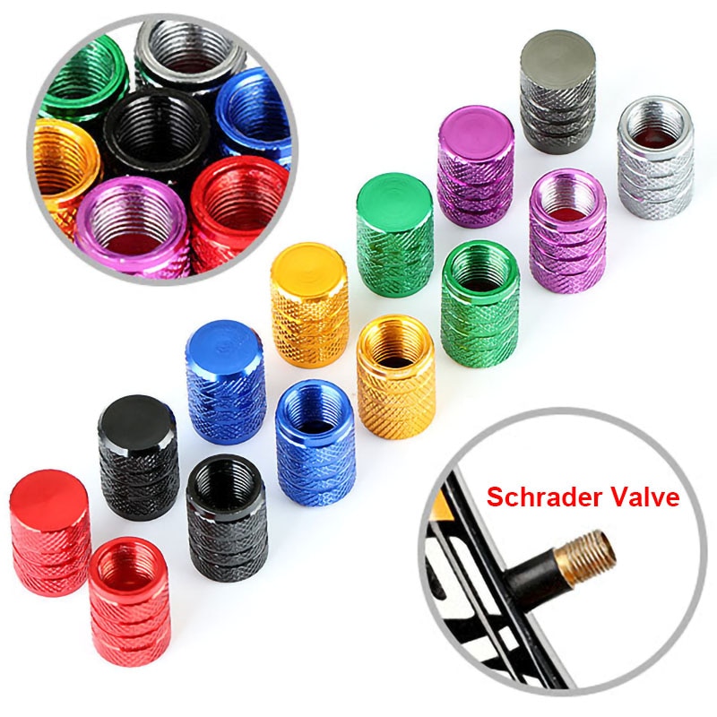 4PCS Aluminum Alloy Schrader Valve Caps Tire Valve Stem Covers for Cars Motorcycles Trucks Bikes Bicycle Accessories