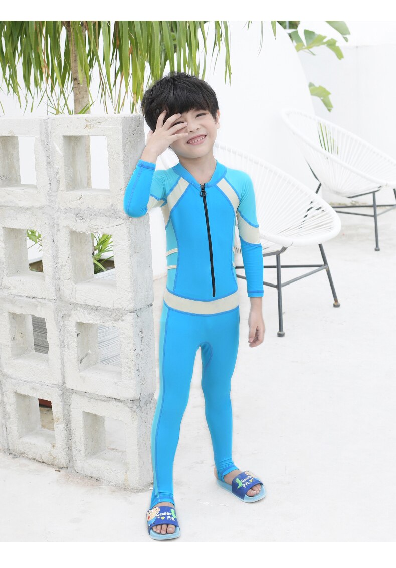 MEIYIER Korean style girl swimming suit kids one piece swimwear full body UV protection long sleeve swimsuit baby 2-12 year: 1 / XXL