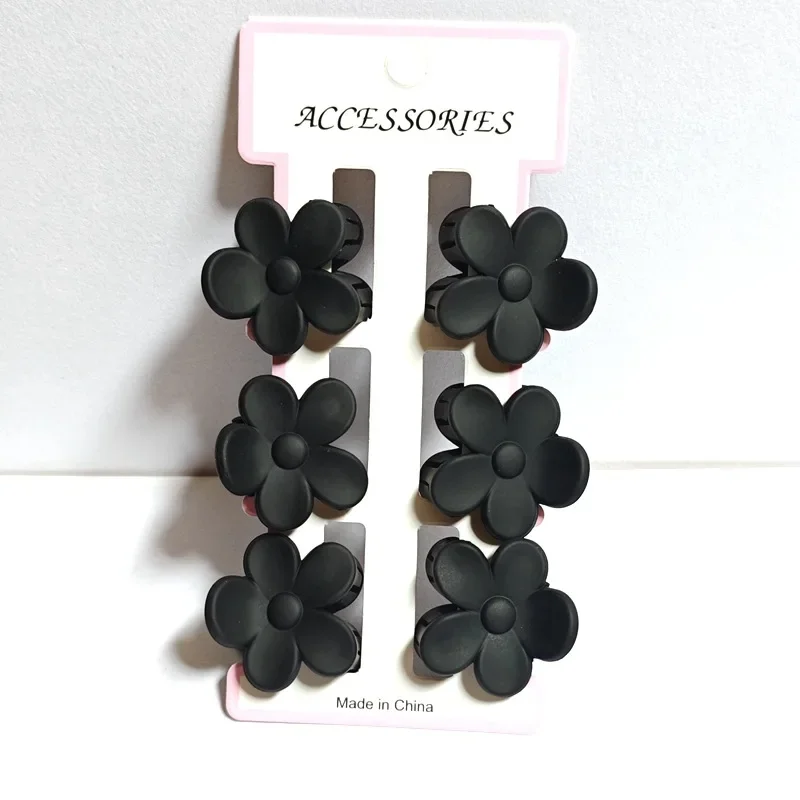 6 uds nueva pinzas para el cabello de flores para mujer pinzas para el cabello pequeñas pinzas de cangrejo cola de caballo esmerilada Clip de tiburón tocado accesorios para el cabello: Plata