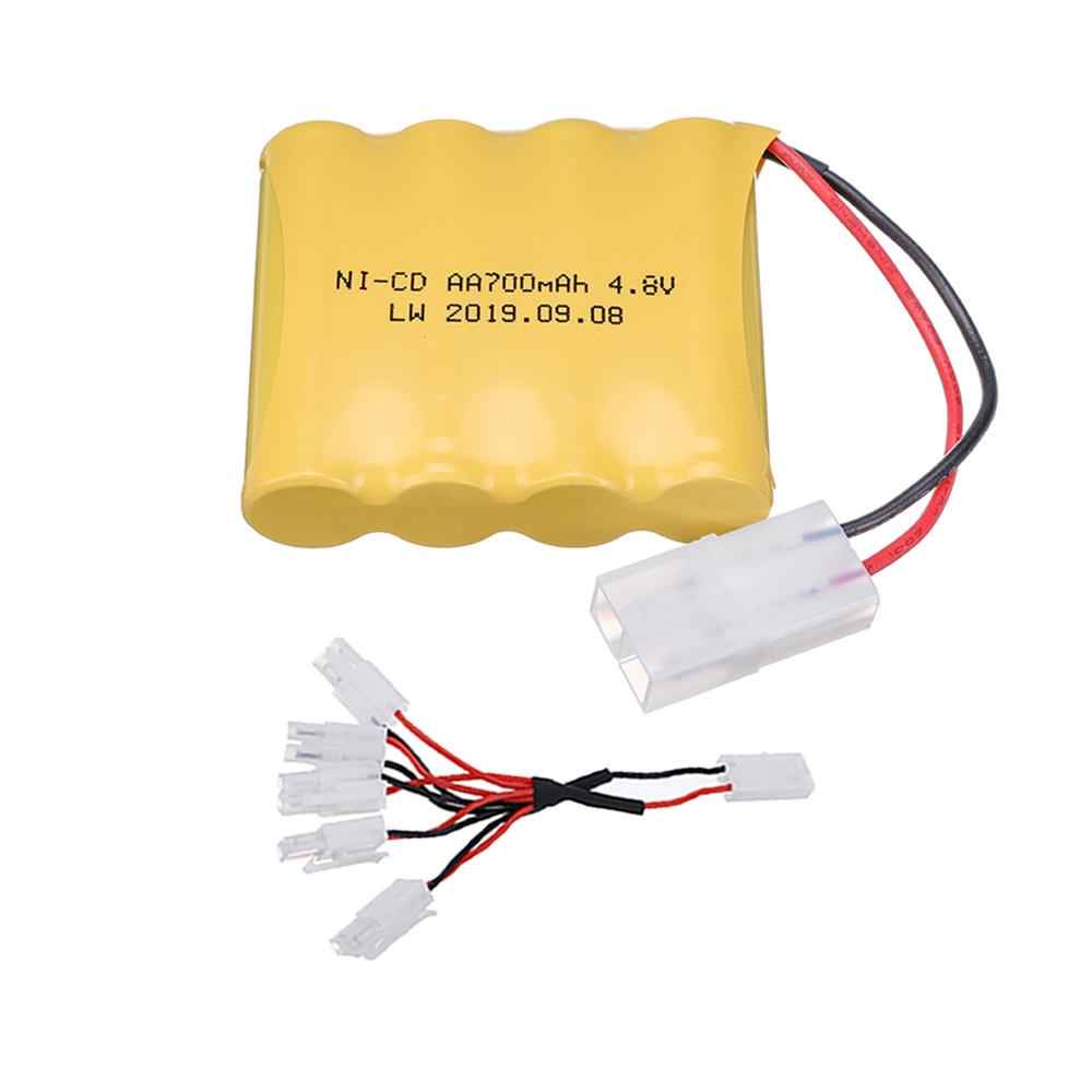 Batería recargable para juguetes eléctricos de control remoto, cargador de 4,8 V, 4,8 mAh, AA, para coche, camión, tanque, barco, enchufe TAMIYA, NI-CD, 700 V: Borgoña