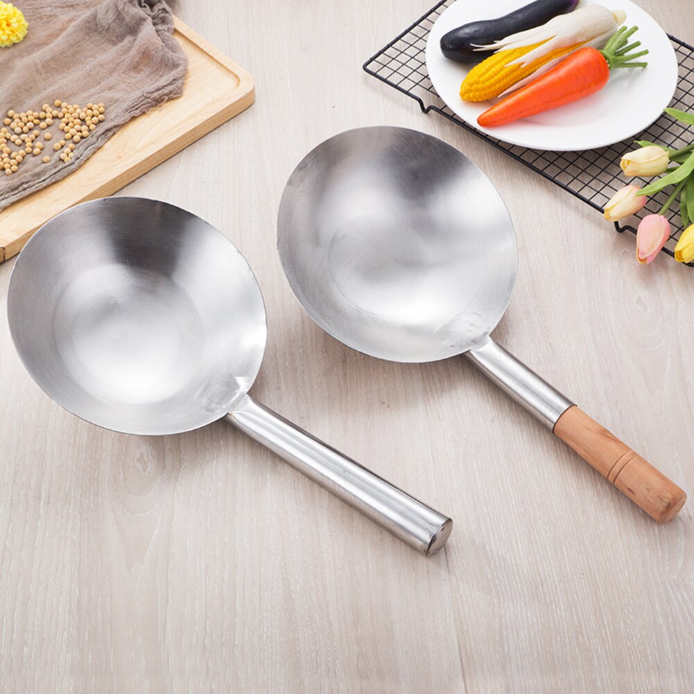 Wooden/Stainless Steel Handle No Coating Non-stick Spoon Wok Kitchen Gadgets
