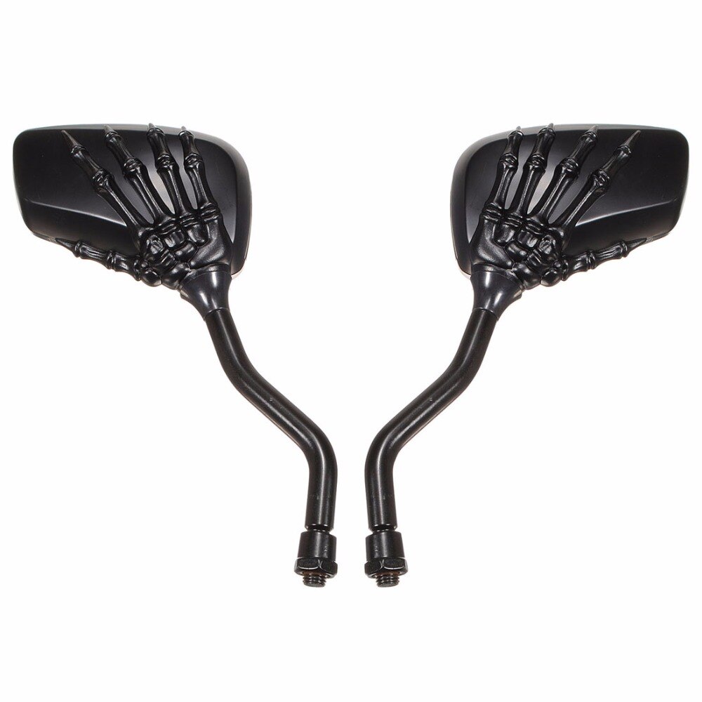 Rétroviseur de moto, accessoires de Scooter électrique, paire de main de crâne 10mm 8mm noir personnalisé squelette griffe guidon vue arrière Scooter électrique