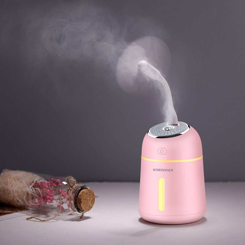 Difusor de aceites esenciales 3 en 1 ultrasónico pequeño Q humidificador purificador de aire LED luz nocturna USB ventilador ambientador de coche