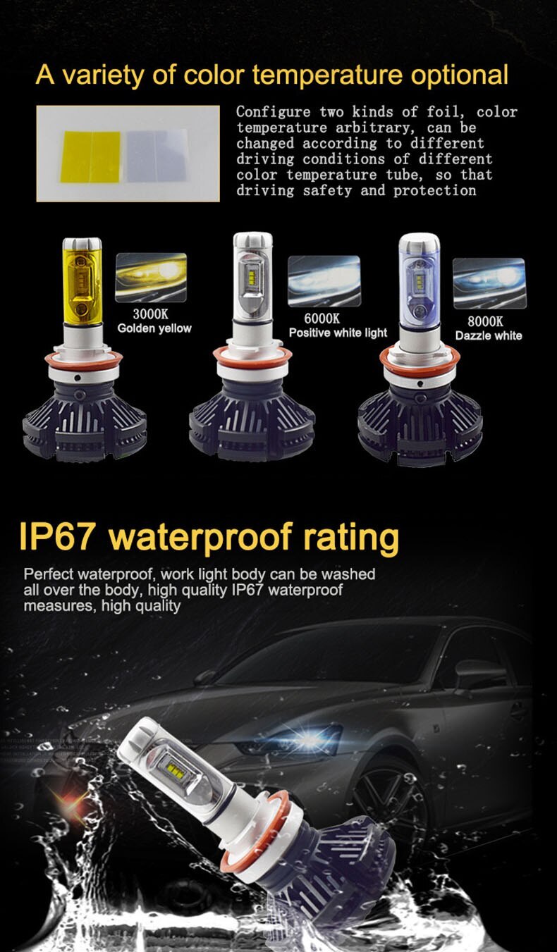 Auto Bausatz LED H7 6500K 8000LM H1 H8 H3 H8 H9 H11 9005 HB4 H13 Auto LED-lampen X3 LED Scheinwerfer 6000LM 50W H4 Birne Helle lampe Licht