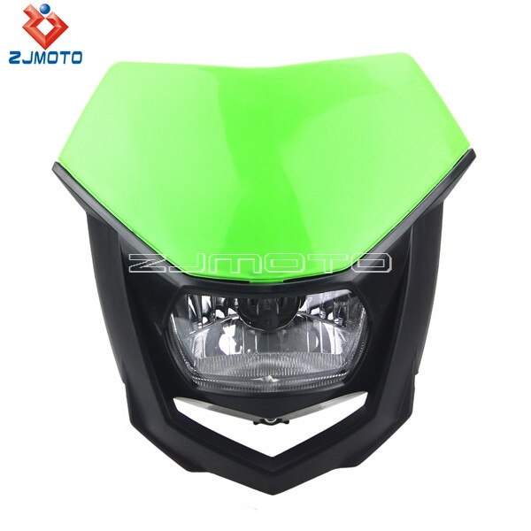 ZJMOTO H4 35W Scheinwerfer Verkleidung Blau Off Road Motorrad Scheinwerfer Enduro Scheinwerfer Streetfighter Für Yamaha YZ YZF WR WRF DT XT: green