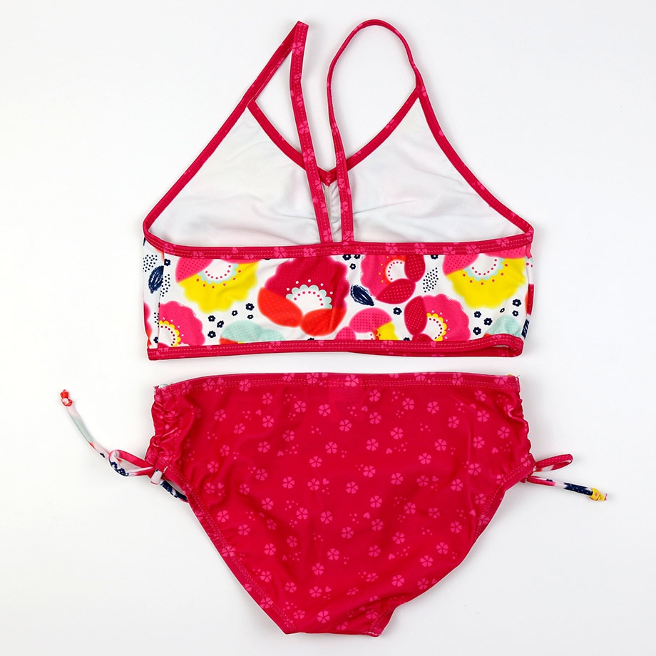 Infant Baby Girl Swimsuit 3-10 Years Children Swimwear Two Piece Girl Bathing Suit Red Floral Toddle Girl Bikini Child Swim Wear