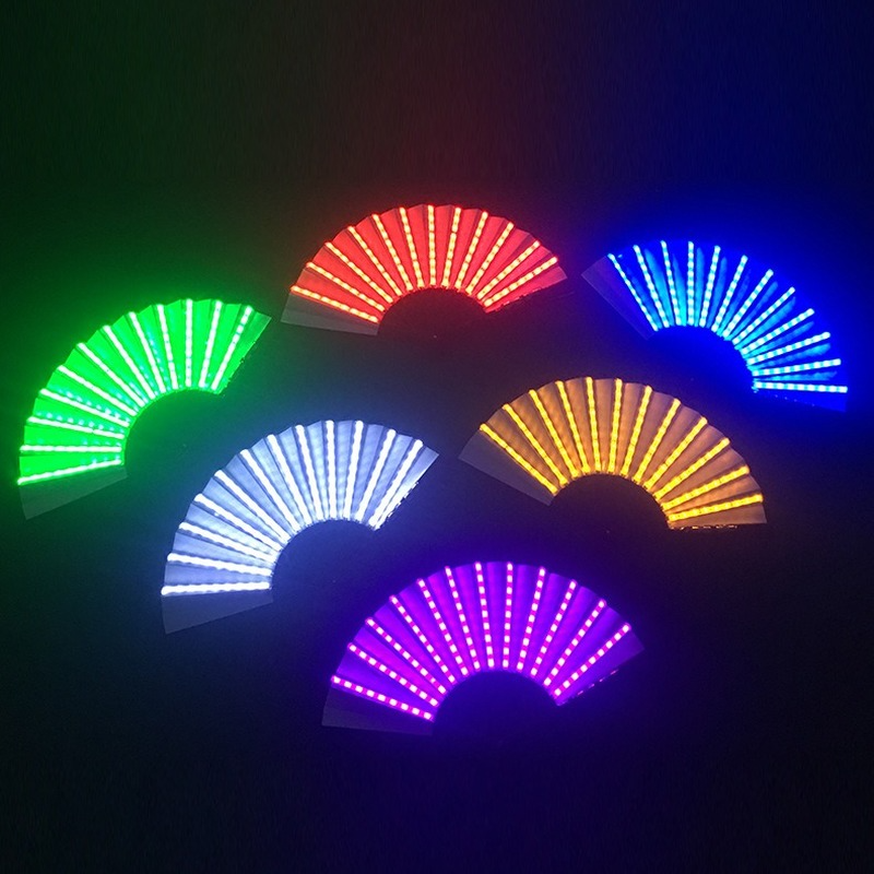 LED Fan Dancing Lights Fans Night Show DJ Fluorescent Costumes Bar Wedding Birthday Party Christmas Decoration