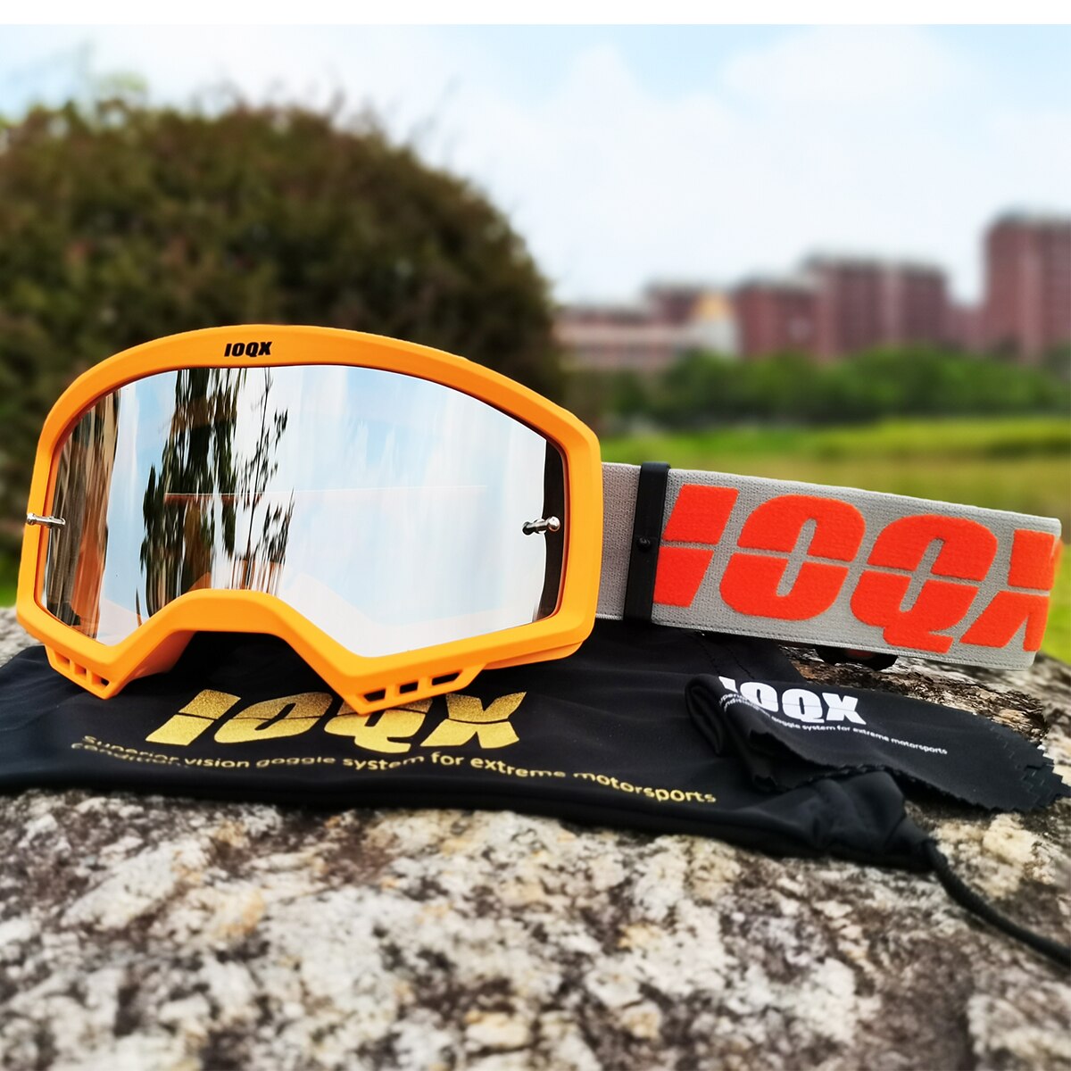 Ioqx Crossmotor Goggles Uv-bescherming Motocross Bril Atv Off Road Skiën Fietsen Lens Sunglass Outdoor Sport Helm Maskers: orange no nose