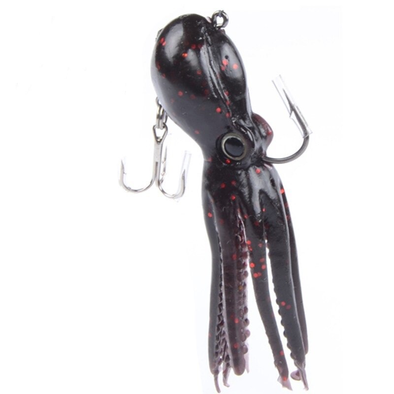 Octopus Swimbait 23g 9cm Soft Fishing Bait Skirt Tail Fishing Lure Saltwater Metal Jig Head Lure Rockfish Lingcod Bass Fishing: Black