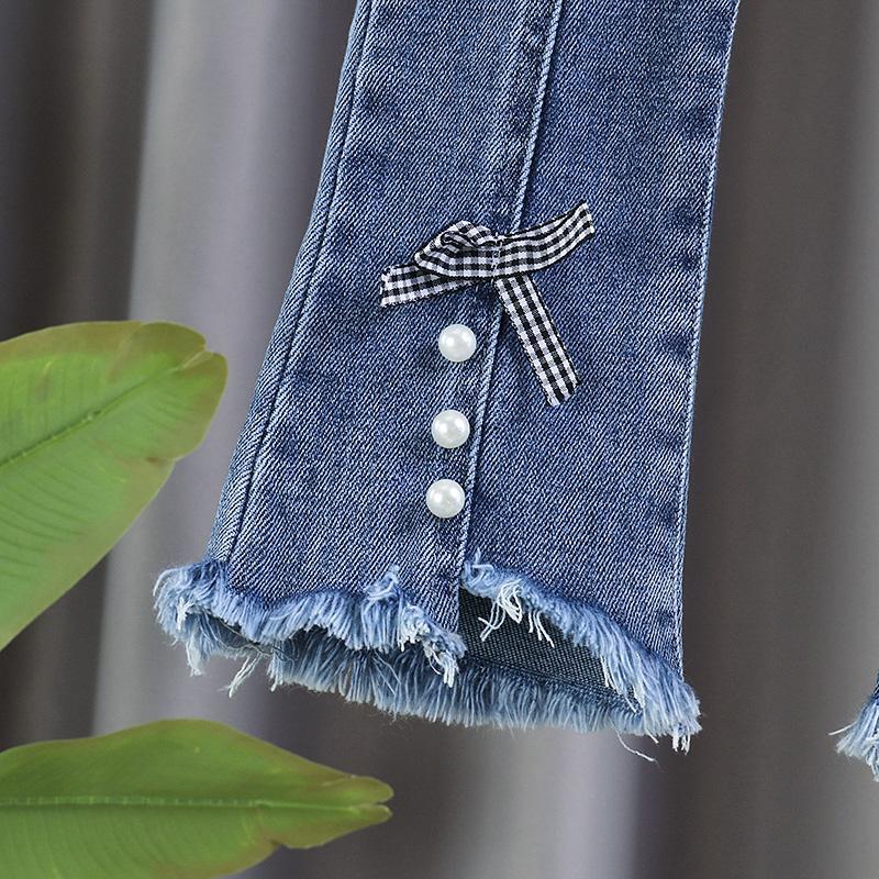 Baby kids Girls jeans pantaloni nuovi jeans pantaloni moda bambini pantaloni a campana primavera autunno neonate pantaloni casual carini P4 105