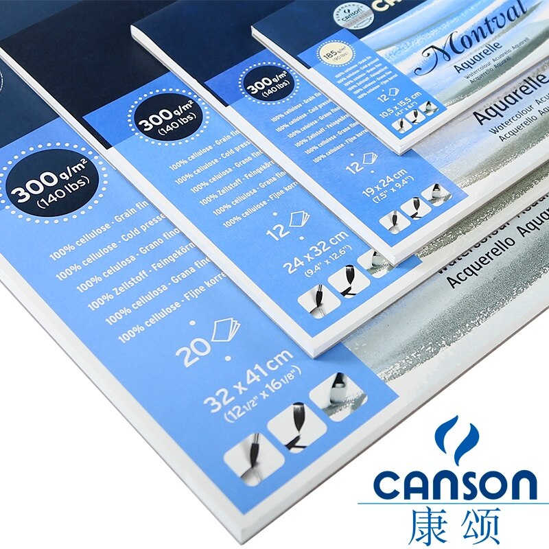 Canson – livre d&#39;aquarelle Montval, 300g, 20 feuilles de papier aquarelle, carnet de croquis, peinture au crayon de couleur