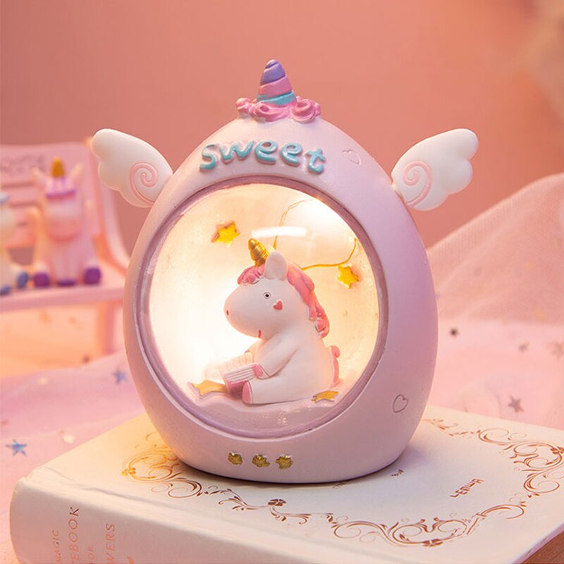 Unicorn baby sleep night light cute star Lamp girl heart bedroom romantic table lamp home decor luminous toys