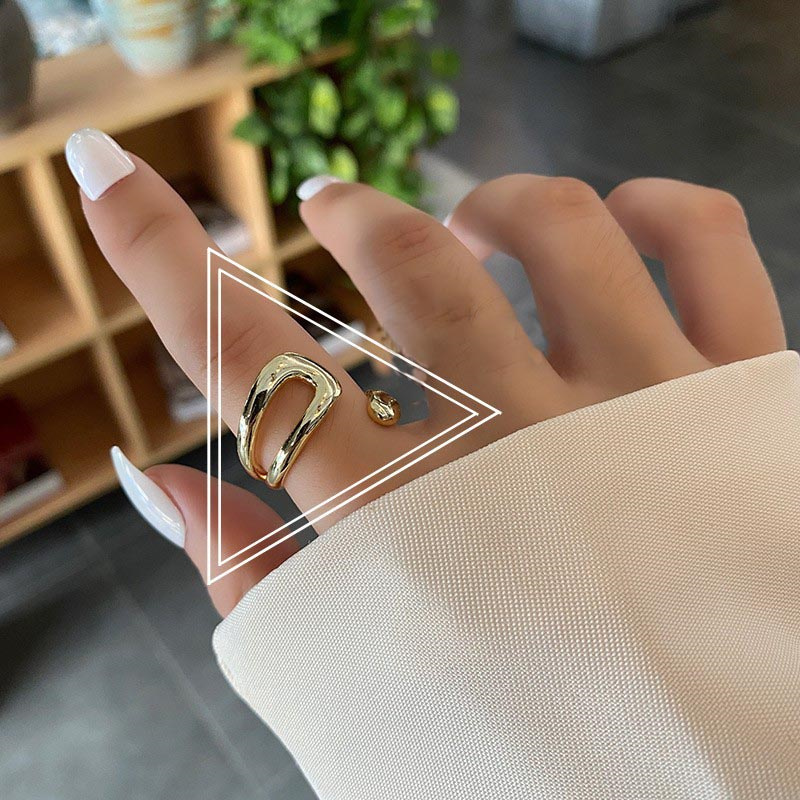 Anillo de Metal de Color dorado geométrico hueco de acero inoxidable para mujer, coreana, anillo liso abierto Punk, de joyería de: Blue