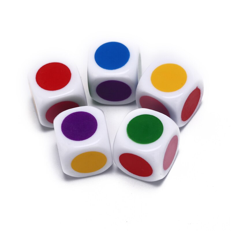5 Teile/satz 16mm Mehrfarbig Acryl Würfel Würfel Perlen Sechs Seiten Farbe Würfel Tragbare Tabelle Spiele Spielzeug