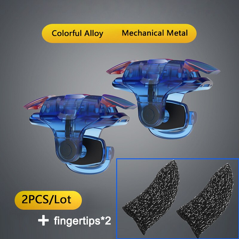 BROODIO-disparador de juego para teléfono móvil, botón de disparo, mando para iPhone, Android, PUBG, gatillos: Blue fingertips