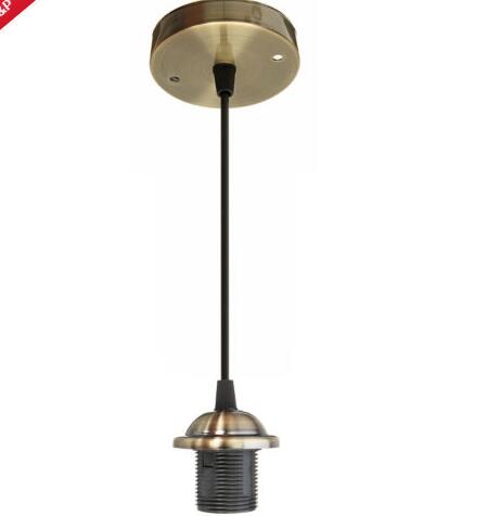 Vintage retro  e27 skrue loft vedhæng lys pvc fleksibel pendel holder belysning montering med loftplade 1m lampe: Sort