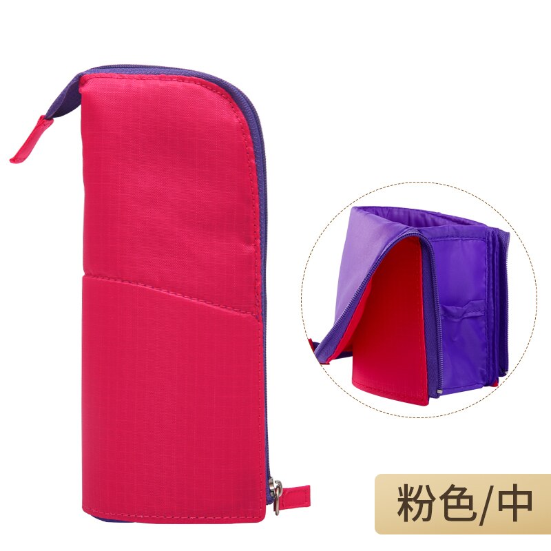 KOKUYO Multifunction High Capacity Deformable Pencil Case Simple Original Vertical Student Stationery Storage Pen Holder: S Pink