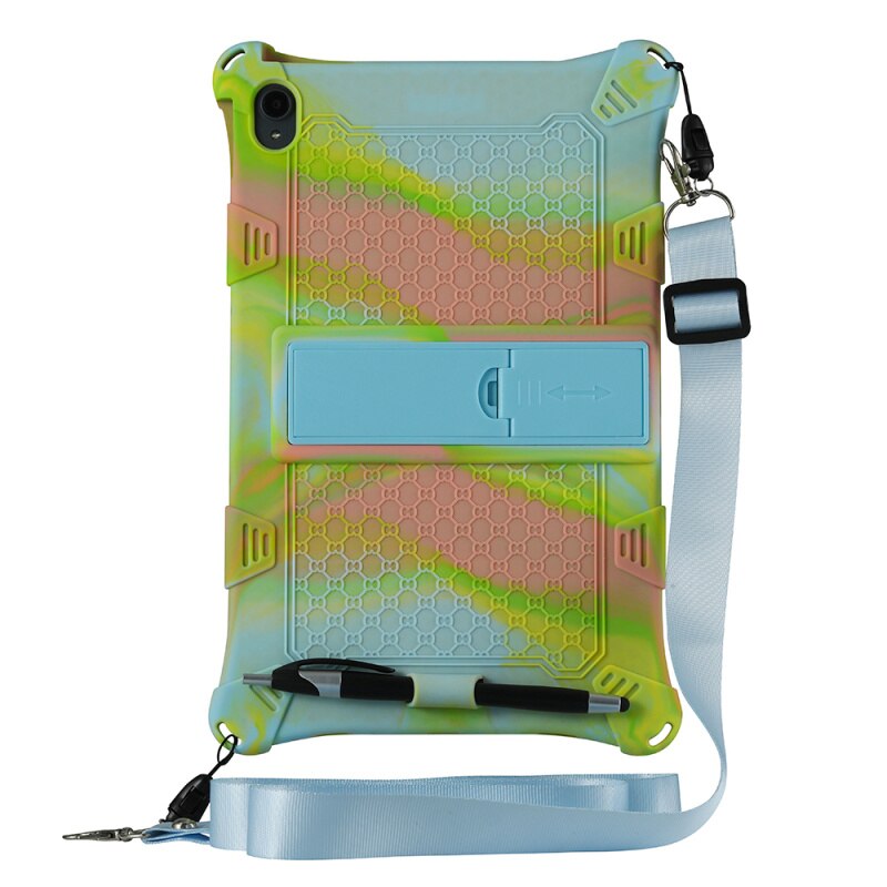 Kinderen Veilig Shockproof Silicone Case Voor Lenovo J706F 11.5Inch Tablet Met Afneembare Kickstand En Schouderband Voor Lenovo Pad: Blue p With rope