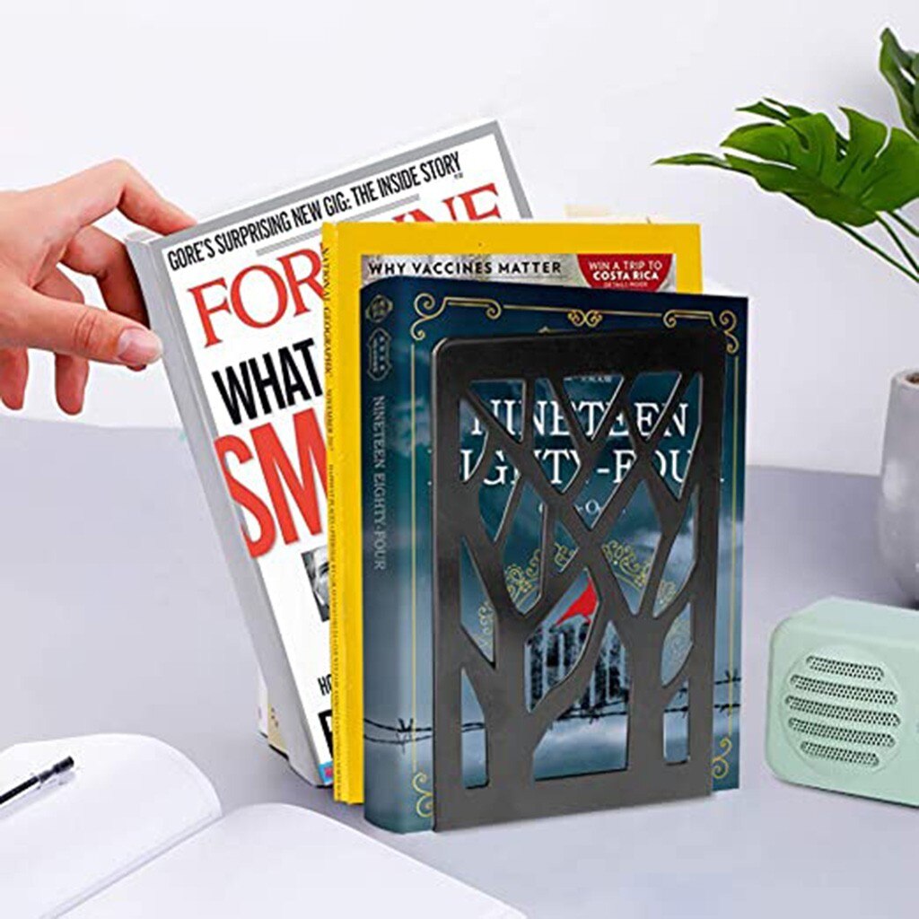 1/3 pack Geometric Bookends with Matte Finish Decorative Iron Book Stoppers Bracket Industrial/Home/Office Shelf Decor