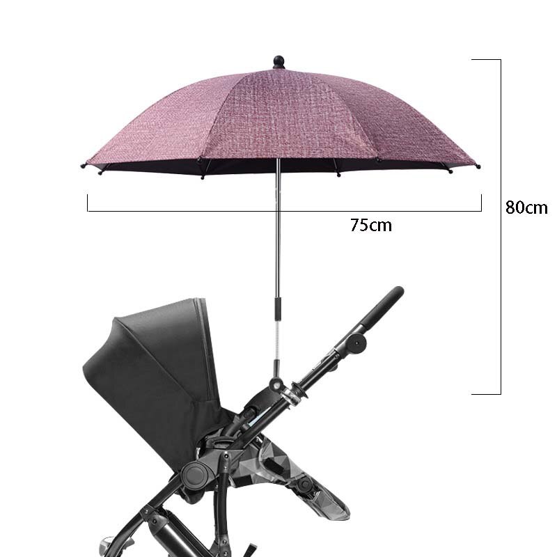 Universal Baby Stroller Folding Umbrella UV Protection Rainproof Infant Stroller Cover Umbrella 360 Degrees Adjustable Sunshade: 75cm Wine Red