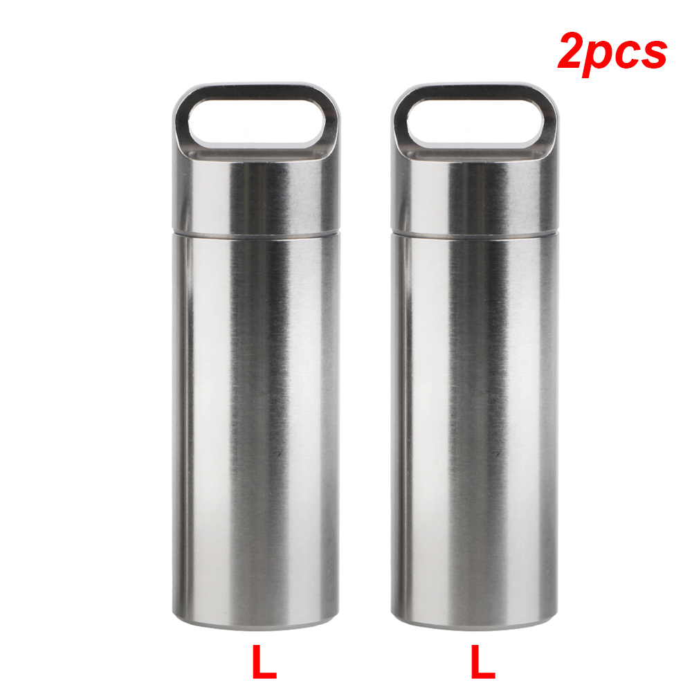 Roestvrij staal S M L pil opbergdoos met sleutelhanger afdichtringen camping EHBO hanger mini medicijndoos waterdicht draagbaar: YELLOW