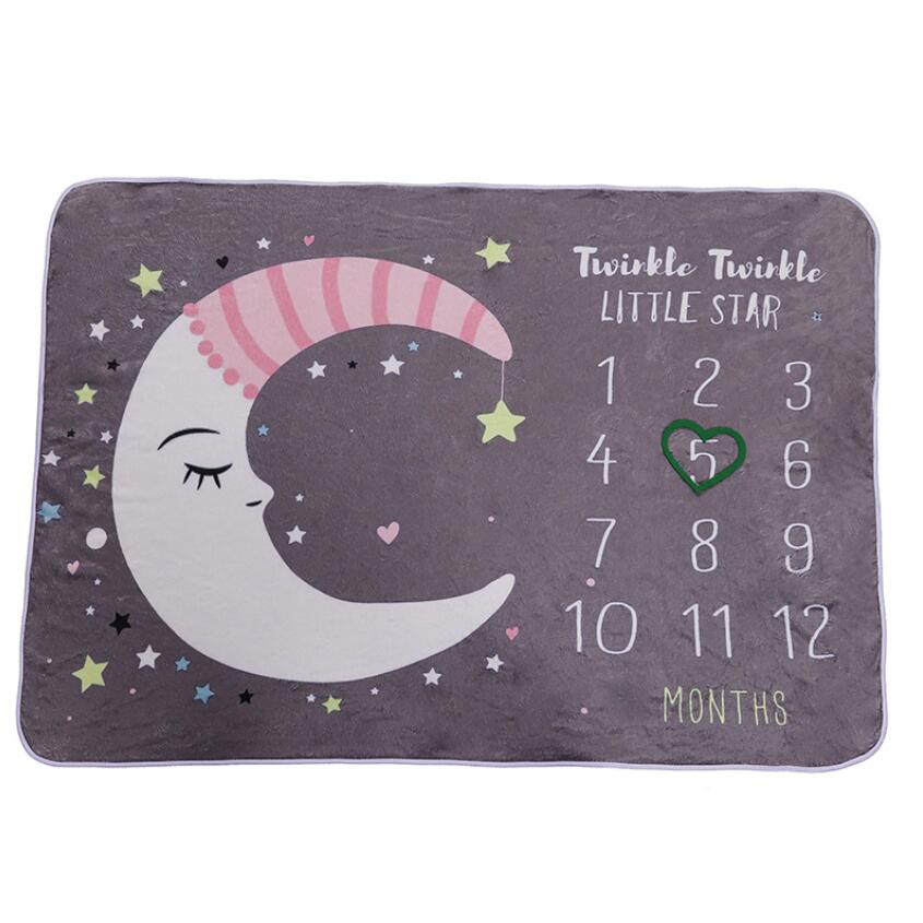 120*100Cm/Maan Patroon Baby Milestone Deken Flanel Foto Deken Cover Deken Baby Groei Memorial Fotografie Deken