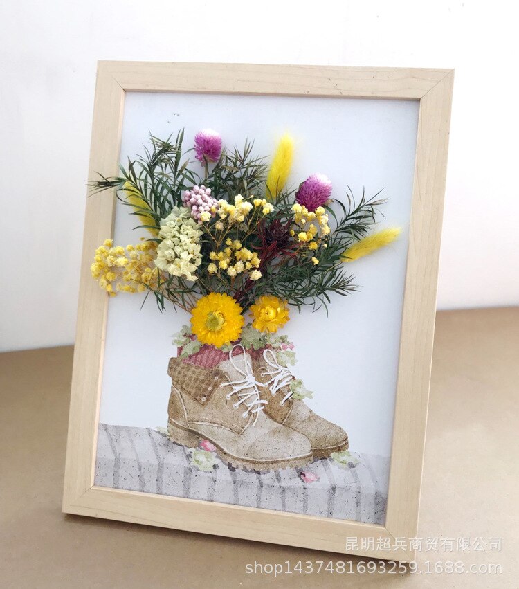 Bolsa de material flor seca marco de foto estereoscópica DIY material bolsa decoración de pared seca foto de flores marco Mesa fabricación de velas: XA4 33