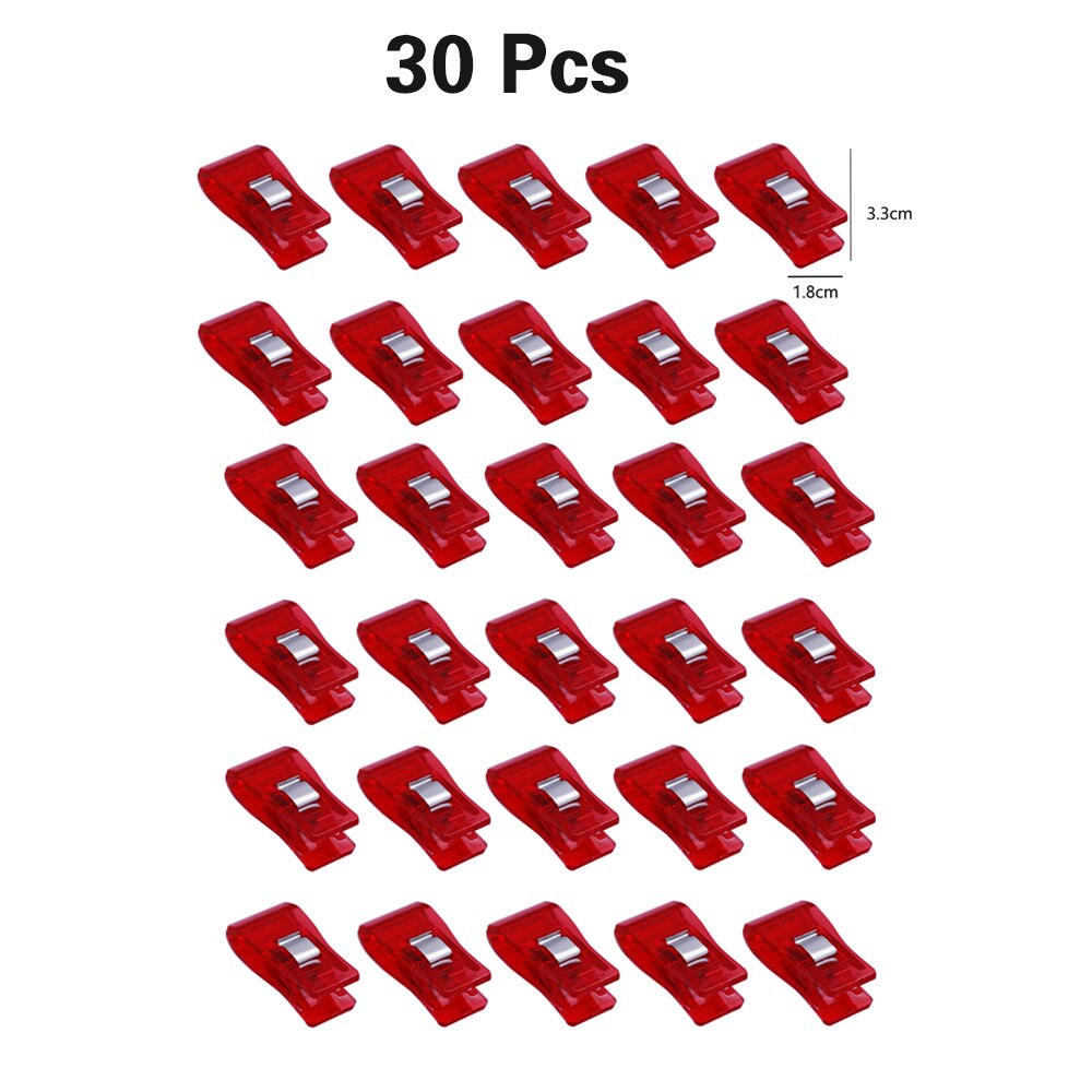 50/20/10Pcs Multicolor Kledingstuk Clip Patchwork Naaien Clip Plastic Klemmen Quilten Crafting Haken Breien Veiligheid Clip: 30pcs Red