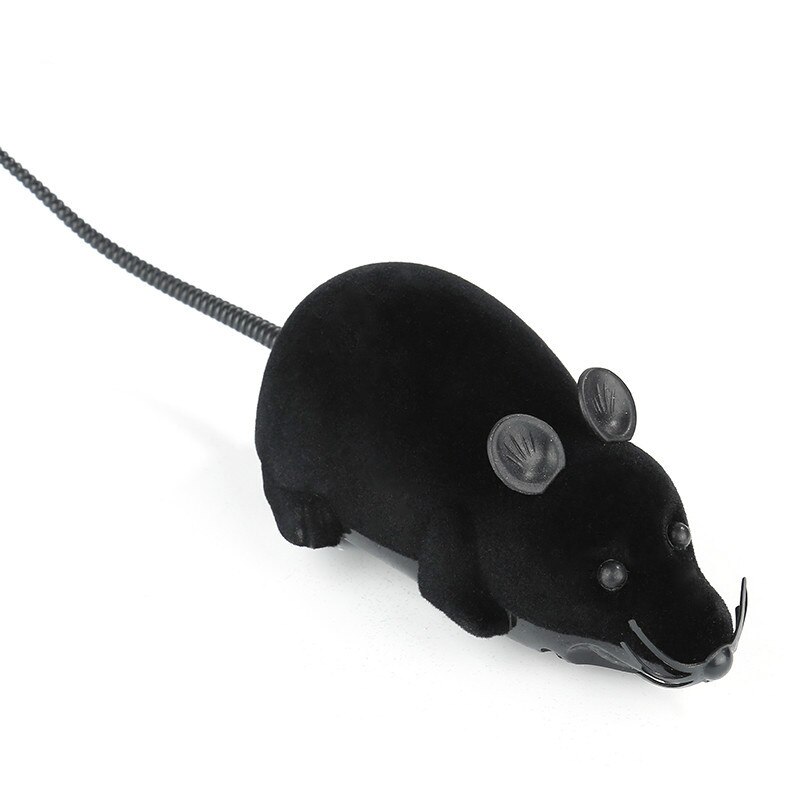 Chat jouets interactif télécommande sans fil RC Simulation souris jouet électronique Rat souris jouet pour chaton chat nouveauté balle jouet: Black / L