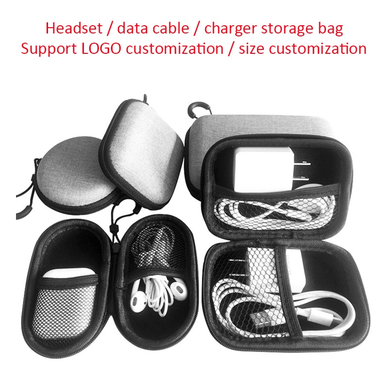 Portable Earphone Box With Zipper Storage Mini Bag Round Square Hard Bag Earphone For Earphone SD Bag TF Card Closet Organizer