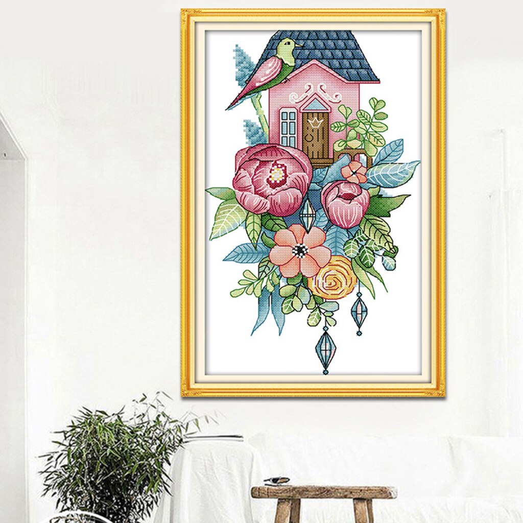 Flowers Bird Dimensions Counted Cross Stitch Kit for Girls Boys Christmas: 25 x 42cm 11CT