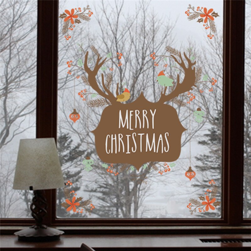 Kerst Elements Muurstickers etalage Office Home Decoratie Diy Kerstman Rendier Sneeuwpop Xmas Tree Snowfake Decal: xmas94