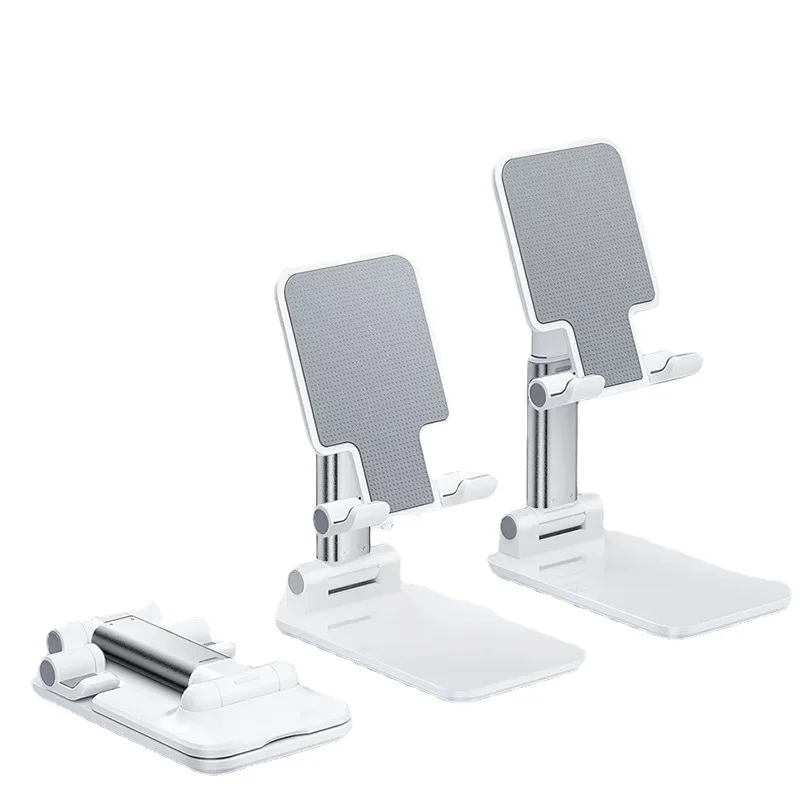 Universal desktop mobiltelefon holder holder til iphone ipad justerbar tablet foldbar bord mobiltelefon bordholder holder: Hvid