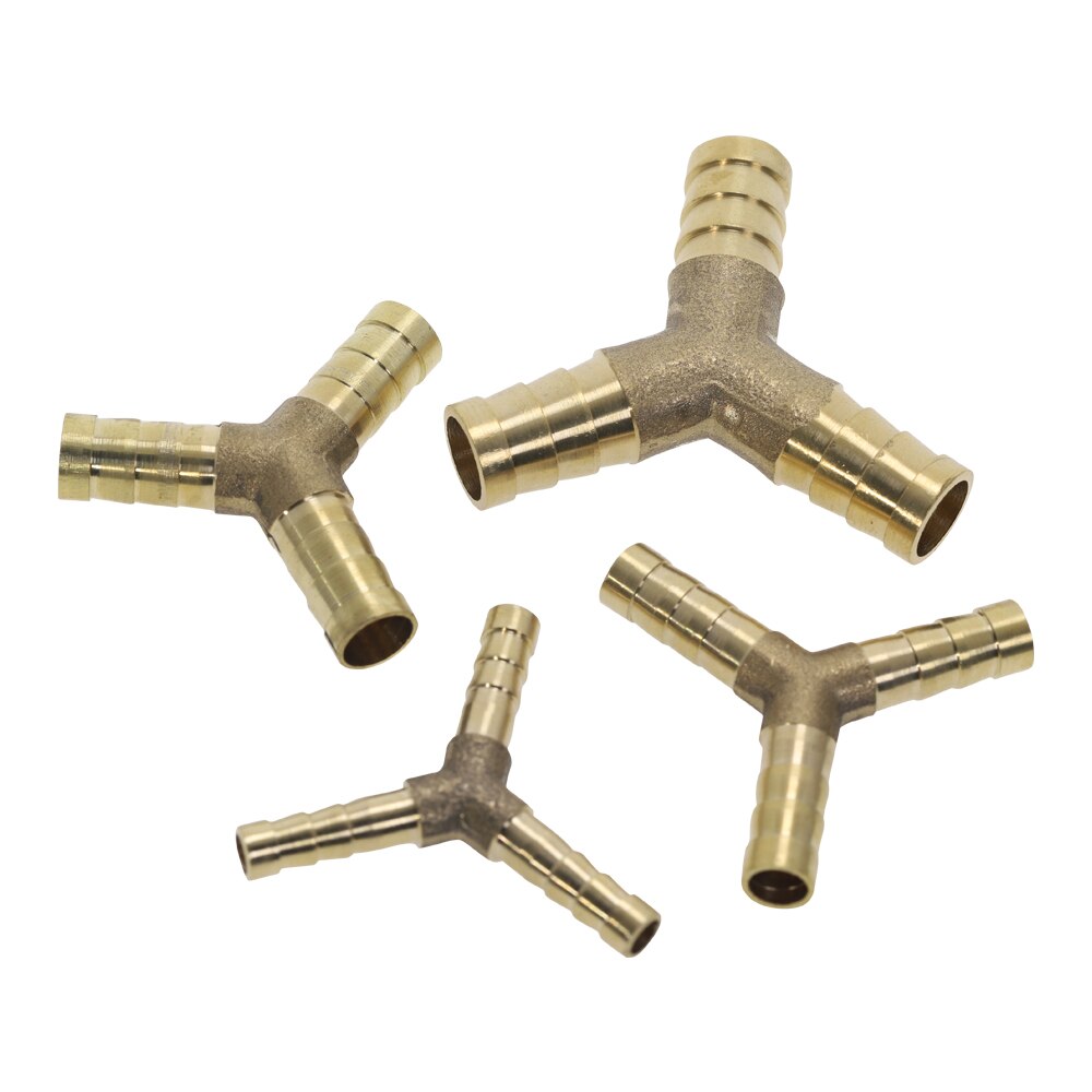 Messing splejserør fitting txyu type slange modhage 4mm 6mm 8mm 10mm 12mm kobber modhager konnektor led kobling adapter: 3 vejs -y / 10mm modhager