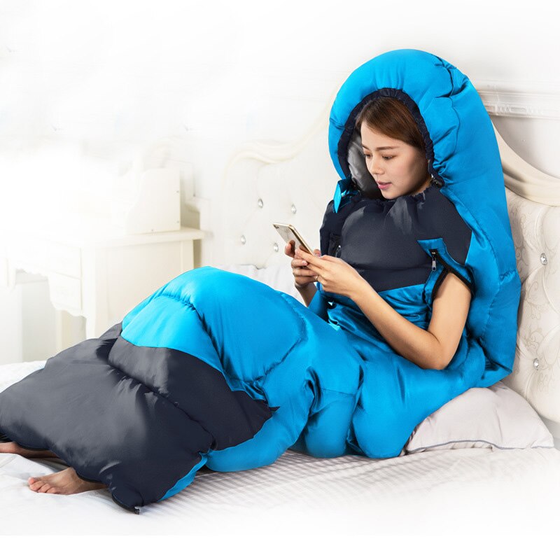 Las manos de 1,60 kg pueden alcanzar el saco de dormir cálido de algodón para acampar al aire libre para adultos adecuado para la forma humana se puede empalmar bolsa de ocio