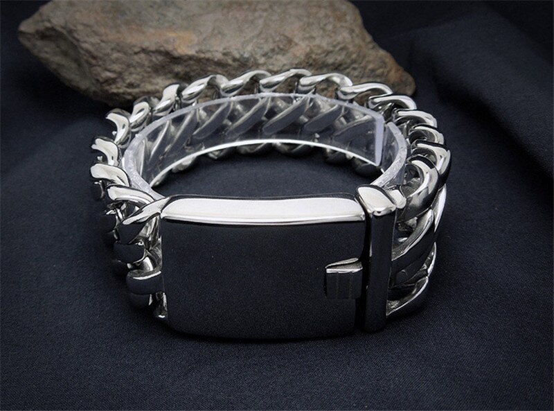 ZORCVENS – Bracelet en acier inoxydable pour homme, bijoux couleur argent, 24mm de large, 316L