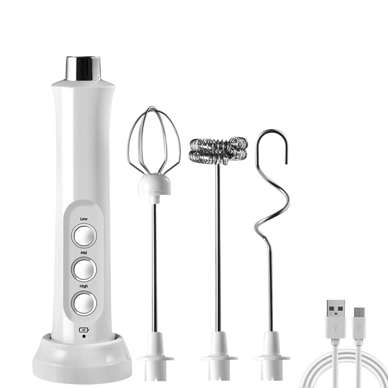 3-in-1 draagbare oplaadbare elektrische melkopschuimer Schuimmaker Handheld Foamer Hoge snelheden Drinkmixer Koffieschuimstaaf